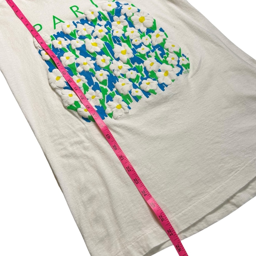 Vintage Paris France Daisy Floral Tee 90s Single Stitch Tourist Shirt M - Picture 9 of 9